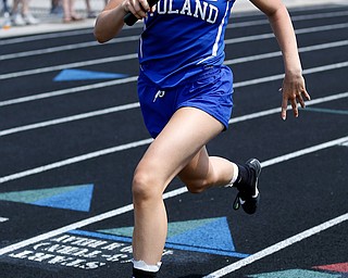 AUSTINTOWN, OHIO - May 24, 2019: Track & Field  D2 Region at Austintown-Fitch High School. .Girls 4x400m. Poland's Chloe Kosco runs the anchor leg. Poland finished 3rd to qualify for the state meet, Photo by MICHAEL G. TAYLOR | THE VINDICATOR