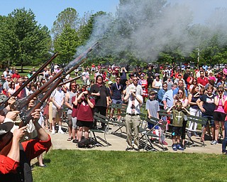 William D. Lewis The Vindicator A rifle salute was fired by Confederate Civil War reinactors led by Ron Johnson during a Memorial Day ceremony in Boardman Park Monday.