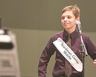 Santino Slipkovich, during his winning appearance at The Vindicator 86th Annual Regional Spelling Bee in March. He’s now at the 92nd annual Scripps National Spelling Bee.