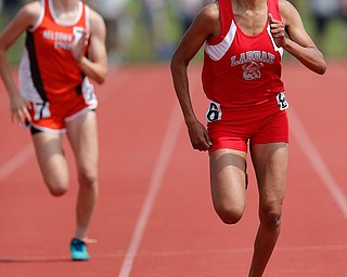 COLUMBUS, OHIO -June 1, 2019: OHSAA Track & Field Championships at Jesse Owens Stadium, Ohio State University. .D3 Girl's 200m. Labrae's Dynesty Ervin strains for the finish line. Photo by MICHAEL G. TAYLOR | THE VINDICATOR