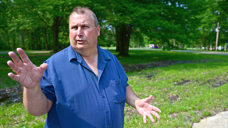Chuck Opet, the U.S. Army Corps of Engineers Pittsburgh District resource manager, explains some of the more than $1 million in new improvements at the Mill Creek Campground at Berlin Lake.