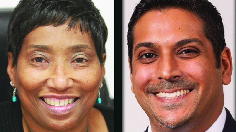 Krish Mohip, right, Youngstown City Schools CEO, testified recently before the Ohio Senate about the need to keep HB 70 in place. Brenda Kimble, city school board president, however, criticized Mohip, saying he and the law that created his position need to be gone. 
