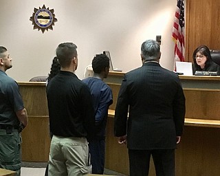 Dareontai Carmichael, 16, of Porter Street Northeast stood before Trumbull County Juvenile Court Judge Sandra Stabile Harwood this morning and learned he is charged with murder and felonious assault in connection with the shootings of two young Warren men on Maryland Street Northwest. One of the two died.