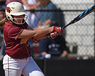 YOUNGSTOWN, OHIO - JUNE 11, 2019: Mooney's Conchetta Ronaldi hits a 2-RBI single in the third inning of the 16th Annual Bill Sferra Softball Classic, Tuesday afternoon at Youngstown State University. DAVID DERMER | THE VINDICATOR