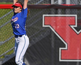 YOUNGSTOWN, OHIO - JUNE 11, 2019: Western Reserve's Jasmine Phillips hangs on to the ball hit by Lakeview's Cait Kelm in the fifth inning of the 16th Annual Bill Sferra Softball Classic, Tuesday afternoon at Youngstown State University. DAVID DERMER | THE VINDICATOR