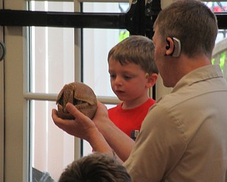 Neighbors | Jessica Harker .Children got to pet an armadillo as part of the Amazing Animal Show hosted by Outback Ray at the Poland library.