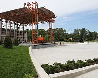 Stage set for opening of Youngstown Foundation Amphitheatre.