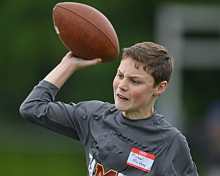YOUNGSTOWN, OHIO - JUNE 13, 2019: Michael McGlone throws a pass, Thursday morning during the Cardinal Mooney Champ of Champions at Cardinal Mooney High School. DAVID DERMER | THE VINDICATOR