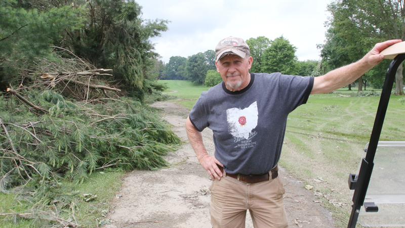 Gary McMullin, co-owner of the Yankee Run Golf Course in Brookfield, said about 300 trees fell in the course, but at least a thousand more were down in the woods surrounding the course. Community volunteers have stepped in to help the golf course clear the debris and fallen trees.