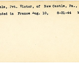 World War II, Vindicator, Victor Hakala, New Castle, Pennsylvania, wounded, France, 1944, Mahoning