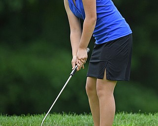 BOARDMAN, OHIO - JUNE 18, 2019: Emma Chen, of Derwood, Maryland, watches her putt on the 10th hole, Tuesday afternoon at Mill Creek Golf Course during he first round of the American Junior Golf Association Tournament. DAVID DERMER | THE VINDICATOR