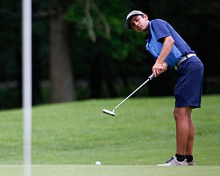 Dhruv Kumar, of Novi, Michigan, puts the ball during the second round of the Mahoning Valley Hospital Foundation Junior All-Star AJGA tournament at Mill Creek Golf Course on Wednesday. EMILY MATTHEWS | THE VINDICATOR