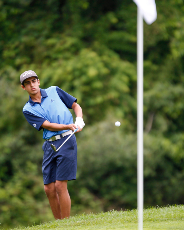 Dhruv Kumar, of Novi, Michigan, hits the ball during the second round of the Mahoning Valley Hospital Foundation Junior All-Star AJGA tournament at Mill Creek Golf Course on Wednesday. EMILY MATTHEWS | THE VINDICATOR