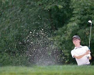 Logan McCarrell, of Dublin, Ohio, hits the ball during the second round of the Mahoning Valley Hospital Foundation Junior All-Star AJGA tournament at Mill Creek Golf Course on Wednesday. EMILY MATTHEWS | THE VINDICATOR