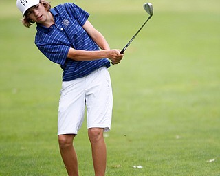 Maverick Conaway, of Tipton, Indiana, hits the ball during the second round of the Mahoning Valley Hospital Foundation Junior All-Star AJGA tournament at Mill Creek Golf Course on Wednesday. EMILY MATTHEWS | THE VINDICATOR