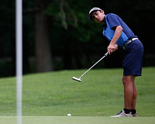 Dhruv Kumar, of Novi, Michigan, puts the ball during the second round of the Mahoning Valley Hospital Foundation Junior All-Star AJGA tournament at Mill Creek Golf Course on Wednesday. EMILY MATTHEWS | THE VINDICATOR