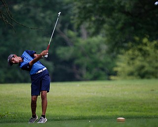 Dhruv Kumar, of Novi, Michigan, drives the ball during the second round of the Mahoning Valley Hospital Foundation Junior All-Star AJGA tournament at Mill Creek Golf Course on Wednesday. EMILY MATTHEWS | THE VINDICATOR