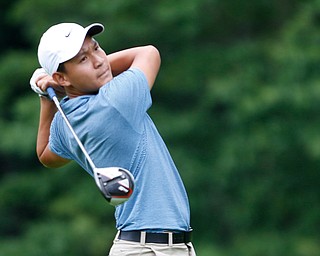 Jiakai Chen, of Guangzhou, China, drives the ball during the second round of the Mahoning Valley Hospital Foundation Junior All-Star AJGA tournament at Mill Creek Golf Course on Wednesday. EMILY MATTHEWS | THE VINDICATOR