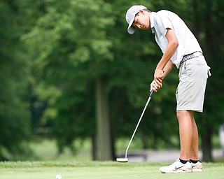 Diego Passos, of Orlando, Forida, and originally of Brazil, puts the ball during the second round of the Mahoning Valley Hospital Foundation Junior All-Star AJGA tournament at Mill Creek Golf Course on Wednesday. EMILY MATTHEWS | THE VINDICATOR