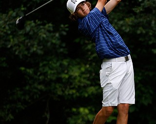 Maverick Conaway, of Tipton, Indiana, hits the ball during the second round of the Mahoning Valley Hospital Foundation Junior All-Star AJGA tournament at Mill Creek Golf Course on Wednesday. EMILY MATTHEWS | THE VINDICATOR