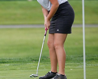 Madison Horvath, 17, of Springfield, puts the ball during the Greatest Golfer junior qualifiers at Reserve Run Golf Course on Thursday. EMILY MATTHEWS | THE VINDICATOR