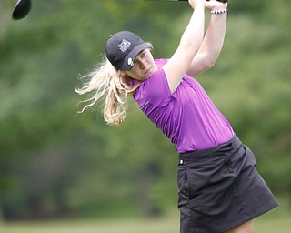 Sophia Yurich, 15, of Poland, watches the ball after driving it during the Greatest Golfer junior qualifiers at Reserve Run Golf Course on Thursday. EMILY MATTHEWS | THE VINDICATOR