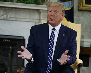 President Donald Trump speaks during a meeting with Canadian Prime Minister Justin Trudeau in the Oval Office of the White House, Thursday in Washington. Trump declared Thursday that "Iran made a very big mistake" in shooting down a U.S. drone but suggested it was an accident rather than a strategic error.

