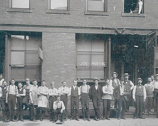 Members of the staff of the Vindicator in 1891 at its location at 12-13 S. Phelps St. in downtown Youngstown. The Vindicator celebrates its 150th year of publishing on Tuesday.