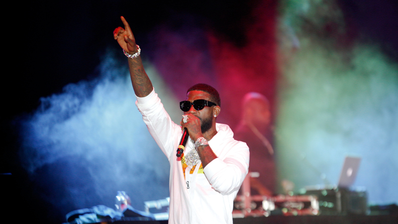 Rapper Gucci Mane performs at the Youngstown Foundation Amphitheatre for the first paid concert at the downtown entertainment venue Saturday night.