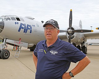  ROBERT K.YOSAY  | THE VINDICATOR..The B-29 Superfortess bomber - FIFI- is at the youngstown Warren Regional airport for tours and fly overs.  B-29 Bombers is best known for dropping the two bombs on Japan thus ending World War II. crew member JACQUES ROBITAILLE tour leader ltalks about the history of the B29