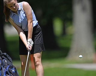 BOARDMAN, OHIO - JUNE 25, 2019: Laurel Zarbaugh, of Poland, chips onto the green on the 17th hole, Tuesday afternoon during the Vindy Greatest Golfer Qualifier at Mill Creek Golf Course. DAVID DERMER | THE VINDICATOR