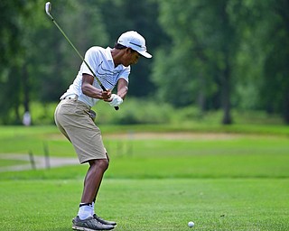 BOARDMAN, OHIO - JUNE 25, 2019: Sachin Nallapaneni, of Canfield, tees off on the 17th hole, Tuesday afternoon during the Vindy Greatest Golfer Qualifier at Mill Creek Golf Course. DAVID DERMER | THE VINDICATOR