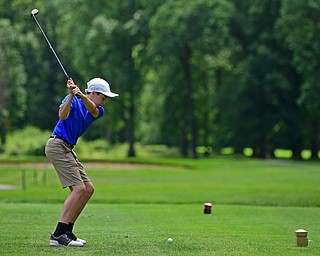 BOARDMAN, OHIO - JUNE 25, 2019: Luke Leskovac, of Canfield, tees off on the 17th hole, Tuesday afternoon during the Vindy Greatest Golfer Qualifier at Mill Creek Golf Course. DAVID DERMER | THE VINDICATOR