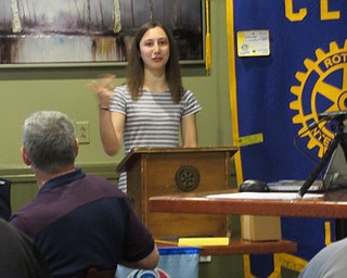 Neighbors | Jessica Harker .The Poland Rotary listened to PSHS graduate Galena Lopuchovsky give a thank you speech after recieveing the $1,000 Carmella Smallhoover Memorial Scholarship.