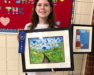 Neighbors | Submitted.Austintown Intermediate School fifth-grade student Anastasia Dilts placed first at the school’s first art show.