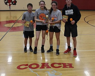 Neighbors | Abby Slanker.The team AAC Short Shorts Gang, from left, Chris Lorelli, Abby Muckleroy, Kate Sahli and Broc Lowry were crowned champions of the Reel Madness basketball tournament at Canfield Village Middle School on May 10.