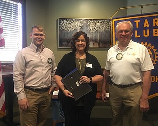 Neighbors | Submitted.Poland Rotary President David Moliterno, posed with recent inductee Kimberlee Duncan, and President Elect Bill Cruciger.