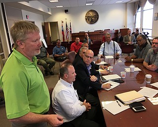 State Sen. Sean O'Brien addressed a dozen or more labor union representatives and several government officials today regarding his conversations in the past few weeks with HomeGoods Inc. 