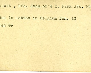 World War II, Vindicator, John Abbott, Niles, wounded, Belgium, 1945, Trumbull