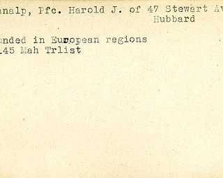 World War II, Vindicator, Harold J. Abplanalp, Hubbard, wounded, European regions, 1945, Mahoning, Trumbull