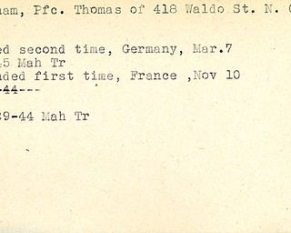 World War II, Vindicator, Thomas Abraham, New Castle, wounded, France, 1944, Germany, 1945, Mahoning, Trumbull