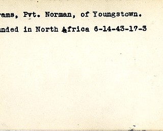 World War II, Vindicator, Norman Abrams, Youngstown, wounded, Africa, 1943