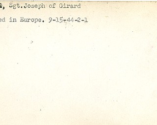 World War II, Vindicator, Joseph Accera, Girard, wounded, Europe, 1944