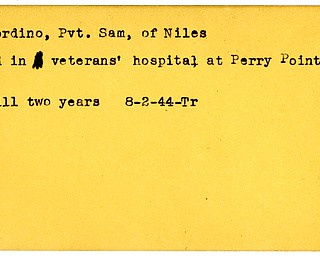 World War II, Vindicator, Sam Accordino, Niles, died, veterans hospital, Maryland, ill, 1944, Trumbull