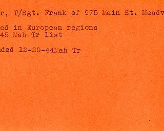 World War II, Vindicator, Frank Acker, Meadville, killed, Europe, wounded, 1944, 1945, Mahoning, Trumbull