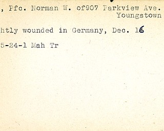 World War II, Vindicator, Norman W. Adair, Youngstown, wounded, 1945, Mahoning, Trumbull