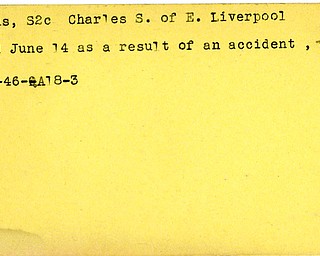 World War II, Vindicator, Charles S. Adams, East Liverpool, died, accident, 1946