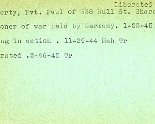 World War II, Vindicator, Paul Adderty, Sharon, prisoner, Germany, 1945, missing, 1944, liberated, Mahoning, Trumbull