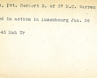 World War II, Vindicator, Herbert R. Adgate, Warren, wounded, Luxembourg, 1945, Mahoning, Trumbull