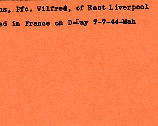 World War II, Vindicator, Wilfred Adkins, East Liverpool, killed, France, D-day, 1944, Mahoning